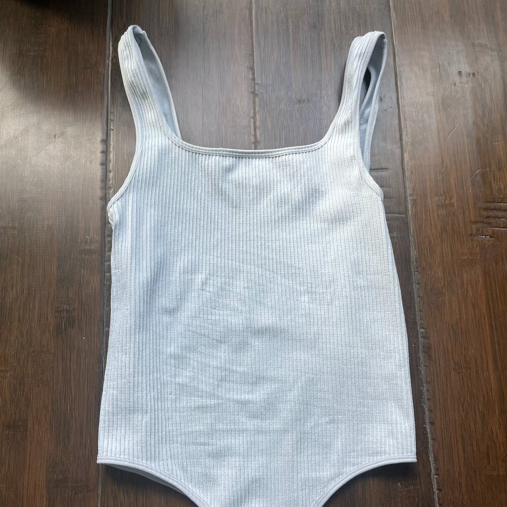 Ribbed light blue bodysuit, size XS